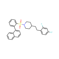 O=S(=O)(c1ccccc1-c1cccc2ccccc12)N1CCC(CCc2ccc(F)cc2F)CC1 ZINC000036270442