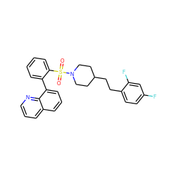 O=S(=O)(c1ccccc1-c1cccc2cccnc12)N1CCC(CCc2ccc(F)cc2F)CC1 ZINC000036270446