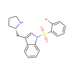 O=S(=O)(c1ccccc1Br)n1cc(C[C@@H]2CCCN2)c2ccccc21 ZINC000028524026