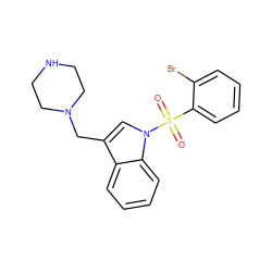 O=S(=O)(c1ccccc1Br)n1cc(CN2CCNCC2)c2ccccc21 ZINC001772575528