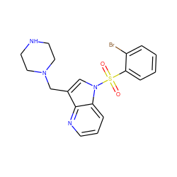 O=S(=O)(c1ccccc1Br)n1cc(CN2CCNCC2)c2ncccc21 ZINC001772600240