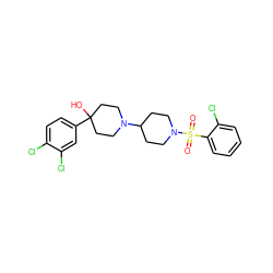 O=S(=O)(c1ccccc1Cl)N1CCC(N2CCC(O)(c3ccc(Cl)c(Cl)c3)CC2)CC1 ZINC000029125779