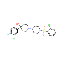 O=S(=O)(c1ccccc1Cl)N1CCC(N2CCC(O)(c3ccc(F)c(Cl)c3)CC2)CC1 ZINC000029125831