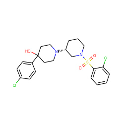 O=S(=O)(c1ccccc1Cl)N1CCC[C@@H](N2CCC(O)(c3ccc(Cl)cc3)CC2)C1 ZINC000029126069