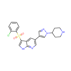 O=S(=O)(c1ccccc1Cl)c1c[nH]c2ncc(-c3cnn(C4CCNCC4)c3)cc12 ZINC000473089300