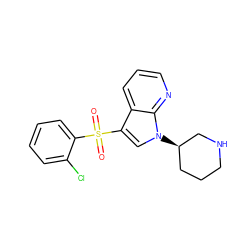 O=S(=O)(c1ccccc1Cl)c1cn([C@@H]2CCCNC2)c2ncccc12 ZINC000028862293