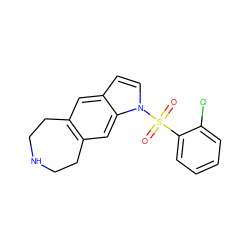 O=S(=O)(c1ccccc1Cl)n1ccc2cc3c(cc21)CCNCC3 ZINC000040916799