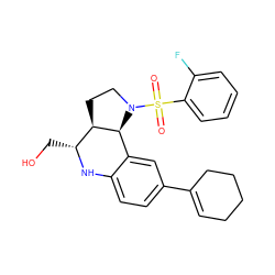 O=S(=O)(c1ccccc1F)N1CC[C@@H]2[C@@H](CO)Nc3ccc(C4=CCCCC4)cc3[C@@H]21 ZINC000095600078