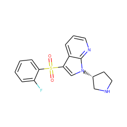 O=S(=O)(c1ccccc1F)c1cn([C@@H]2CCNC2)c2ncccc12 ZINC000028862158