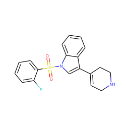 O=S(=O)(c1ccccc1F)n1cc(C2=CCNCC2)c2ccccc21 ZINC000028130465