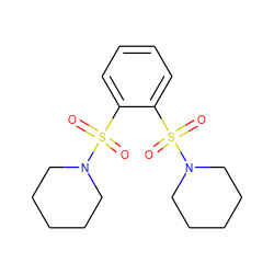 O=S(=O)(c1ccccc1S(=O)(=O)N1CCCCC1)N1CCCCC1 ZINC000002499695