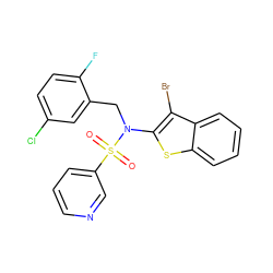 O=S(=O)(c1cccnc1)N(Cc1cc(Cl)ccc1F)c1sc2ccccc2c1Br ZINC000115233361