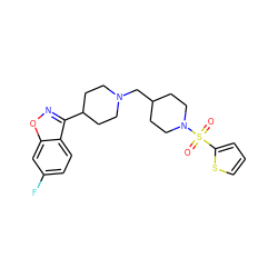 O=S(=O)(c1cccs1)N1CCC(CN2CCC(c3noc4cc(F)ccc34)CC2)CC1 ZINC000653784918