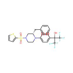 O=S(=O)(c1cccs1)N1CCN(c2ccc(C(O)(C(F)(F)F)C(F)(F)F)cc2)[C@@H](Cc2ccccc2)C1 ZINC000103238941