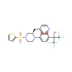 O=S(=O)(c1cccs1)N1CCN(c2ccc(C(O)(C(F)(F)F)C(F)(F)F)cc2)[C@H](Cc2ccncc2)C1 ZINC000103238896