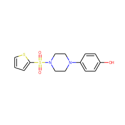 O=S(=O)(c1cccs1)N1CCN(c2ccc(O)cc2)CC1 ZINC000003354308