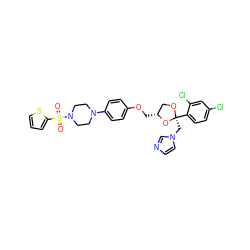 O=S(=O)(c1cccs1)N1CCN(c2ccc(OC[C@@H]3CO[C@@](Cn4ccnc4)(c4ccc(Cl)cc4Cl)O3)cc2)CC1 ZINC000212348008