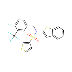 O=S(=O)(c1ccsc1)N(Cc1ccc(F)c(C(F)(F)F)c1)c1cc2ccccc2s1 ZINC000115230668