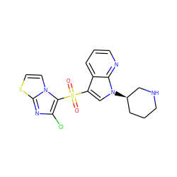 O=S(=O)(c1cn([C@@H]2CCCNC2)c2ncccc12)c1c(Cl)nc2sccn12 ZINC000064521304