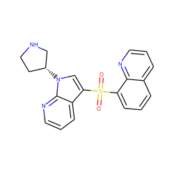 O=S(=O)(c1cn([C@@H]2CCNC2)c2ncccc12)c1cccc2cccnc12 ZINC000028862270