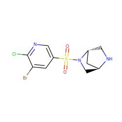 O=S(=O)(c1cnc(Cl)c(Br)c1)N1C[C@H]2C[C@H]1CN2 ZINC000253661071