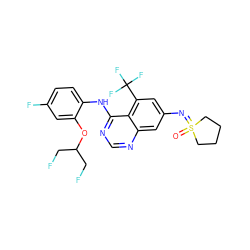 O=S1(=Nc2cc(C(F)(F)F)c3c(Nc4ccc(F)cc4OC(CF)CF)ncnc3c2)CCCC1 ZINC001772652639