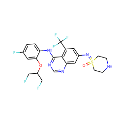 O=S1(=Nc2cc(C(F)(F)F)c3c(Nc4ccc(F)cc4OC(CF)CF)ncnc3c2)CCNCC1 ZINC001772619111