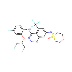 O=S1(=Nc2cc(C(F)(F)F)c3c(Nc4ccc(F)cc4OC(CF)CF)ncnc3c2)CCOCC1 ZINC001772573463