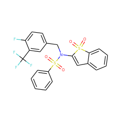 O=S1(=O)C(N(Cc2ccc(F)c(C(F)(F)F)c2)S(=O)(=O)c2ccccc2)=Cc2ccccc21 ZINC000115234095