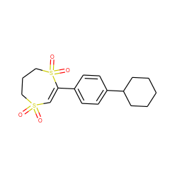 O=S1(=O)C=C(c2ccc(C3CCCCC3)cc2)S(=O)(=O)CCC1 ZINC000231461889