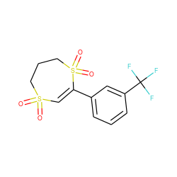 O=S1(=O)C=C(c2cccc(C(F)(F)F)c2)S(=O)(=O)CCC1 ZINC000220577079