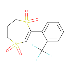 O=S1(=O)C=C(c2ccccc2C(F)(F)F)S(=O)(=O)CCC1 ZINC000225954687