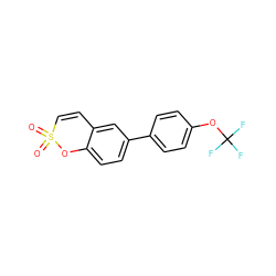 O=S1(=O)C=Cc2cc(-c3ccc(OC(F)(F)F)cc3)ccc2O1 ZINC000299871635