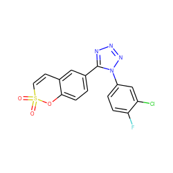 O=S1(=O)C=Cc2cc(-c3nnnn3-c3ccc(F)c(Cl)c3)ccc2O1 ZINC000103262774