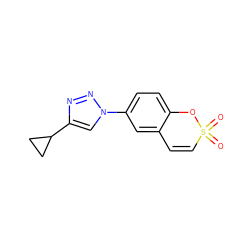 O=S1(=O)C=Cc2cc(-n3cc(C4CC4)nn3)ccc2O1 ZINC000103241874