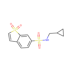 O=S1(=O)C=Cc2ccc(S(=O)(=O)NCC3CC3)cc21 ZINC000028524809