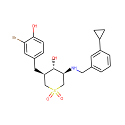 O=S1(=O)C[C@@H](Cc2ccc(O)c(Br)c2)[C@H](O)[C@@H](NCc2cccc(C3CC3)c2)C1 ZINC000064490881