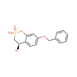 O=S1(=O)C[C@H](O)c2ccc(OCc3ccccc3)cc2O1 ZINC000096914359