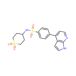 O=S1(=O)CCC(NS(=O)(=O)c2ccc(-c3ccnc4[nH]ccc34)cc2)CC1 ZINC000040937568