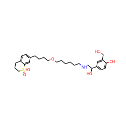 O=S1(=O)CCCc2ccc(CCCCOCCCCCCNC[C@H](O)c3ccc(O)c(CO)c3)cc21 ZINC000013983858