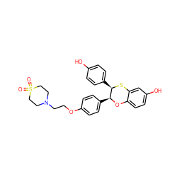 O=S1(=O)CCN(CCOc2ccc([C@@H]3Oc4ccc(O)cc4S[C@@H]3c3ccc(O)cc3)cc2)CC1 ZINC000028372715