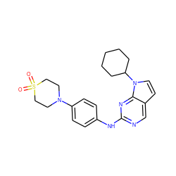 O=S1(=O)CCN(c2ccc(Nc3ncc4ccn(C5CCCCC5)c4n3)cc2)CC1 ZINC000014954857