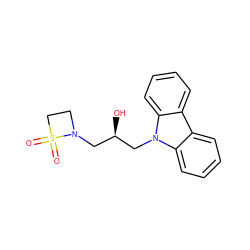 O=S1(=O)CCN1C[C@@H](O)Cn1c2ccccc2c2ccccc21 ZINC000653757084