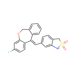 O=S1(=O)Cc2ccc(/C=C3\c4ccccc4COc4cc(F)ccc43)cc2N1 ZINC000653723313