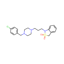 O=S1(=O)Cc2ccccc2N1CCCN1CCN(Cc2ccc(Cl)cc2)CC1 ZINC000022812793