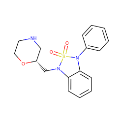 O=S1(=O)N(C[C@H]2CNCCO2)c2ccccc2N1c1ccccc1 ZINC000072114464