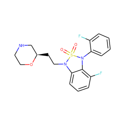 O=S1(=O)N(CC[C@@H]2CNCCO2)c2cccc(F)c2N1c1ccccc1F ZINC000072114540