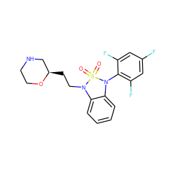 O=S1(=O)N(CC[C@@H]2CNCCO2)c2ccccc2N1c1c(F)cc(F)cc1F ZINC000072120636