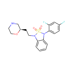 O=S1(=O)N(CC[C@@H]2CNCCO2)c2ccccc2N1c1ccc(F)cc1F ZINC000072120635