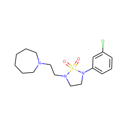 O=S1(=O)N(CCN2CCCCCC2)CCN1c1cccc(Cl)c1 ZINC000049110670